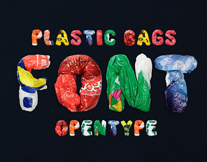 Color plastic bags Font