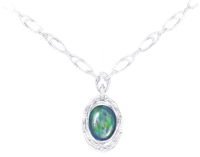 Black opal and diamond necklace - design for MANALYS