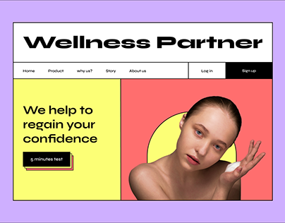 Wellness website landing page neubrutalism