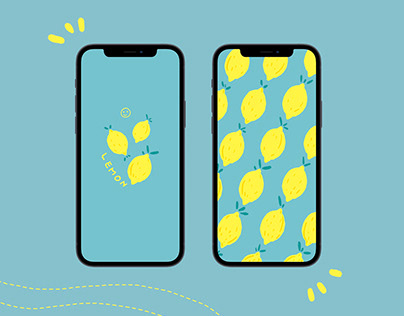 Lemon & Peach Phone Wallpapers Illustration Design