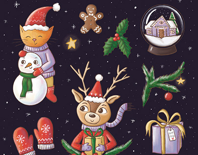Christmas postcards and stickers collection