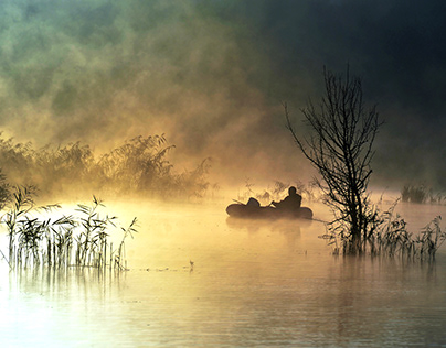 "Misty morning on the lake"