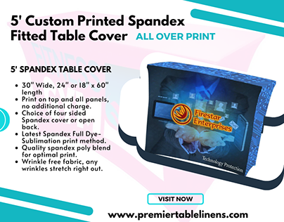 5 Custom Printed Spandex Fitted Table Cover