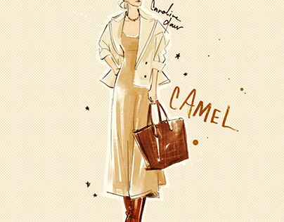 Fashion illustration fall outfit camel
