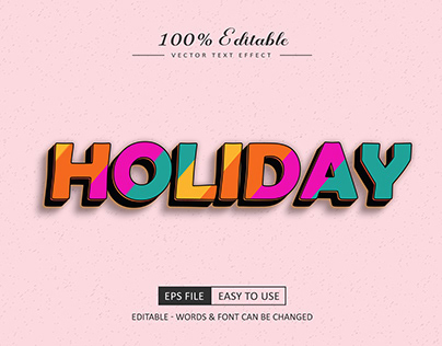 Holiday multi colored design text style effect