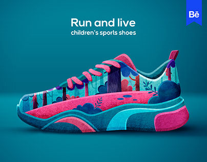 RUN AND LIVE. Shoes concept.