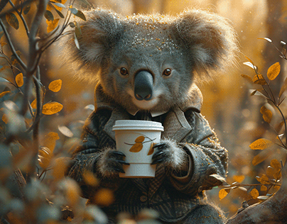 Koala-ty time with a cup of joe.