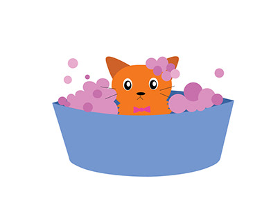 Cat Bathing in a Bucket