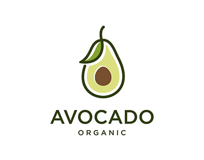 Avocado Fruit Logo With monoline style