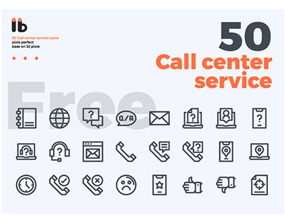 free 50 call center service line icons set