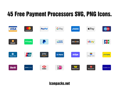 45 Free Payment Processors SVG, PNG Icons