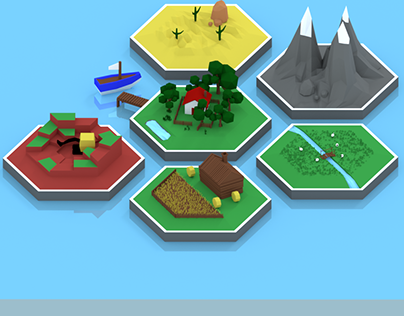 Low poly settlers of catan