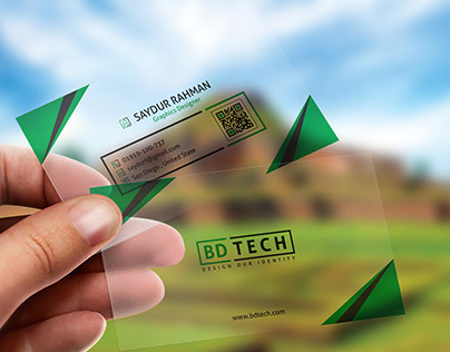 Translucent Plastic business card mockup Free