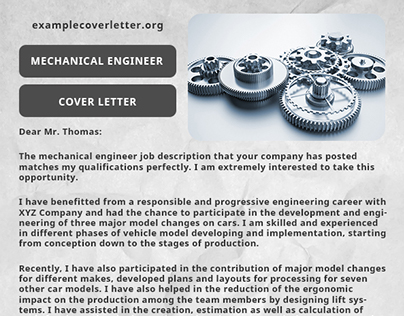 Mechanical engineer cover letter example