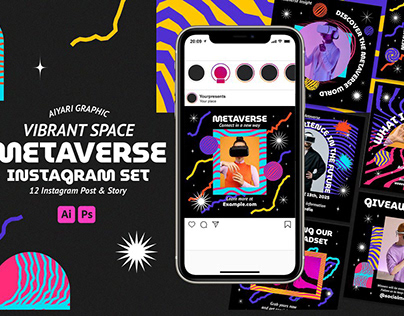 Vibrant Space Metaverse Instagram Set
