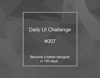 Daily UI Challenge #007