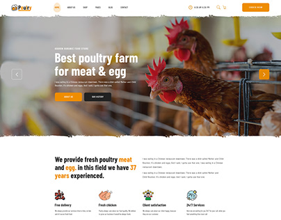 Poultry farm psd website landing page