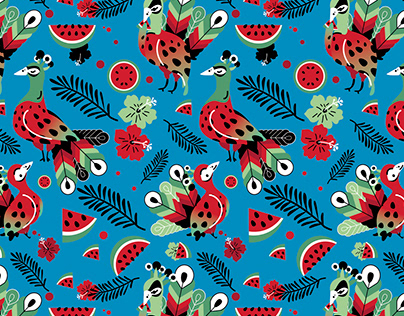 Peacock and Watermelon Pattern Designs