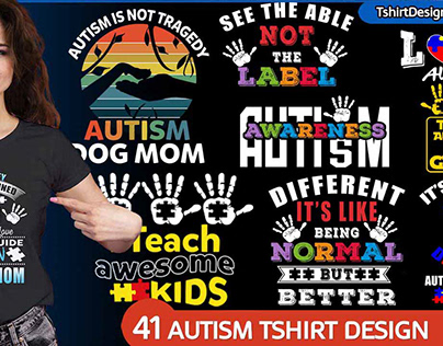 41 AUTISM tshirt designs Bundle