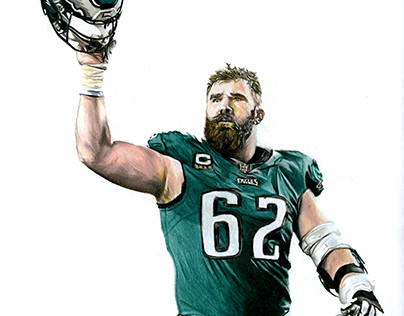 Jason Kelce Colored Pencil Drawing
