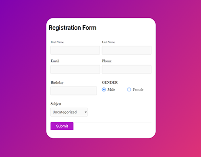 Registration Form Make by Gravity Form