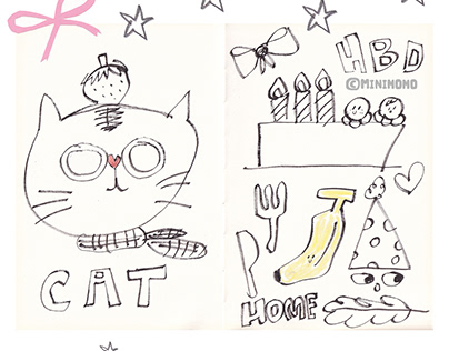 cat illustation cake line drawing 고양이 그림 케이크 일러스트 라인드로잉