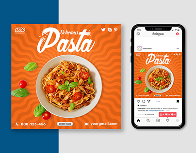 Restaurant Fast Food Pasta Social Media Post Design
