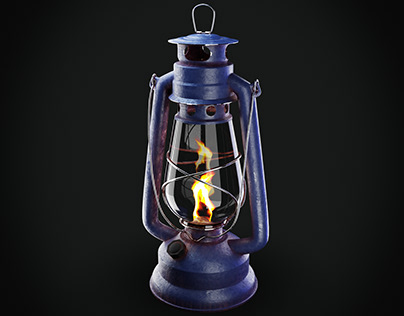 Old rusty kerosene lamp - low/medium poly.