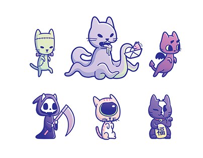 Vector sticker arts - Halloween cats