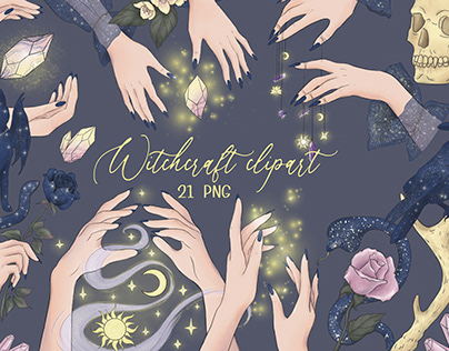 Witchcraft clipart. Witch stickers.