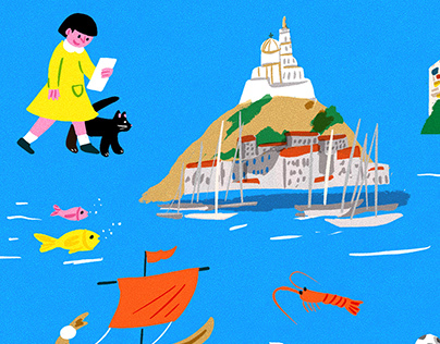 Illustrations for children audiobook about Marseille