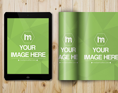 Open Magazine and iPad Tablet PSD Mockup Template