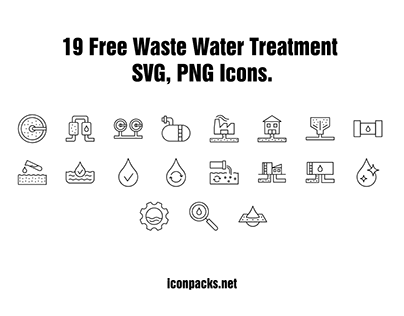 19 Waste Water Treatment Outline SVG, PNG Icons