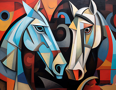 Colorful Horses Illustrated in Art Brut Style