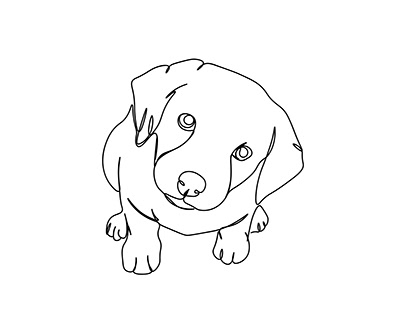 Dog single Line Art Drawing