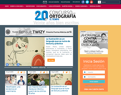 20º Concurso de Ortografía El Tiempo - diseño web