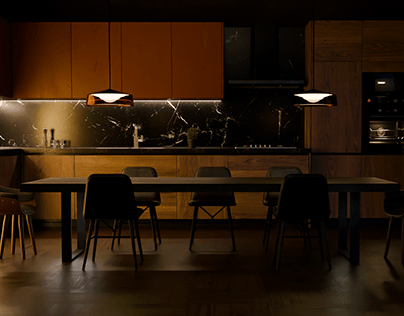 dark kitchen 3D