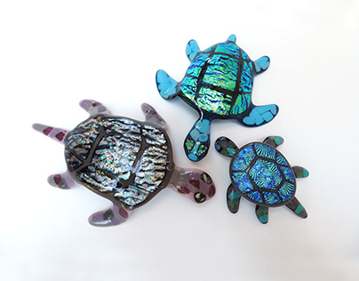 Fused glass sea turtles