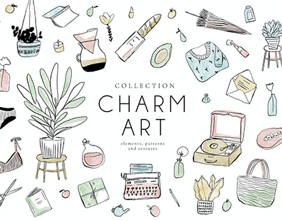 Charm Art Collection Line Illustrations Objects