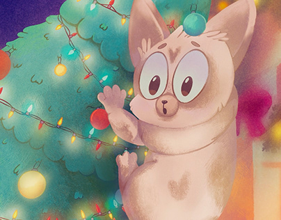 Children's book covers illustrations. Christmas tree