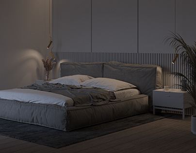 Bedroom in calm gray tones