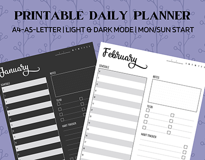 Undated Daily Printable Planner | Grey