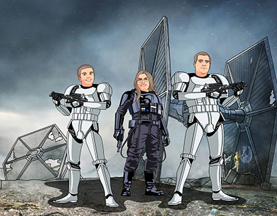 cartoon portrait in The Star Wars Style Stormtroopers