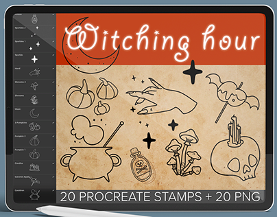 Witching hour Procreate stamps bundle