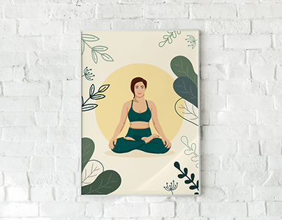 Poster for yoga studio. facelless style