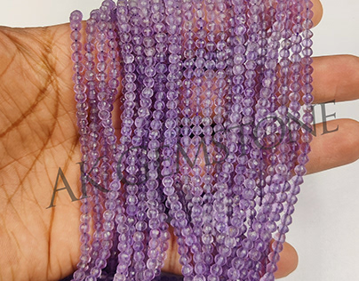 Natural Pink Amethyst Faceted Round Gemstone Beads