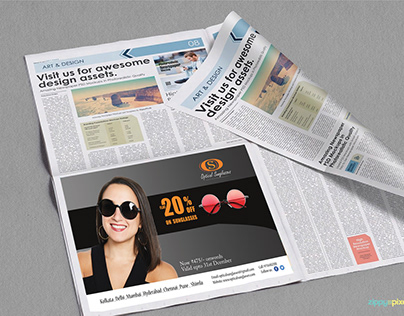 sunglass company newspaper advertisement mock up