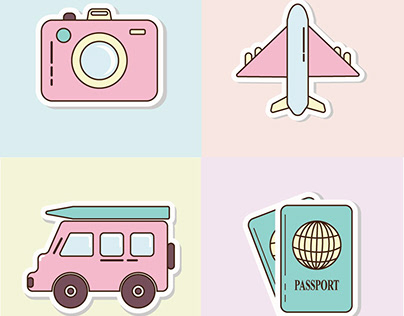 Vector icons. Travel topic.