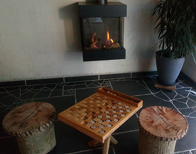 wooden draughts board