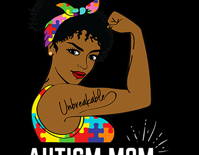 Autism Awareness Strong Mom Afro Mother Black Women